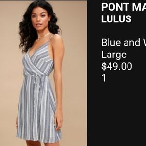 Lulu's *fits like med* blue and white wrap dress